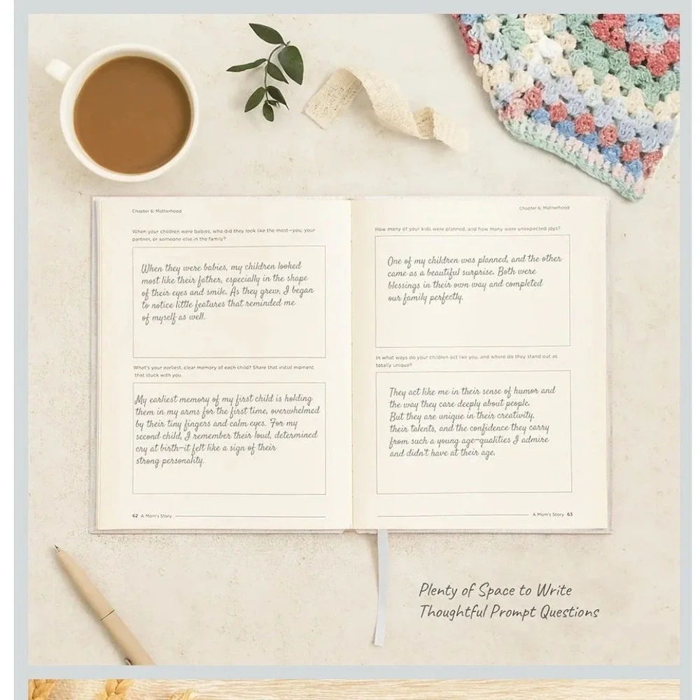 And Per Se Mom's Life Story Guided Journal Linen Gold Foil Memory Keepsake Book